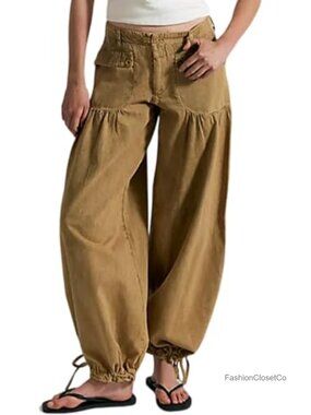 Baggy Wide Leg Lotus Fold Jeans Mid Rise Cotton Denim Pants Womens